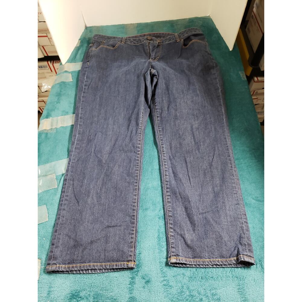 Talbots Jeans Size 16 Womens Blue Pants Stretch Denim Mid Rise Wide Leg Straight